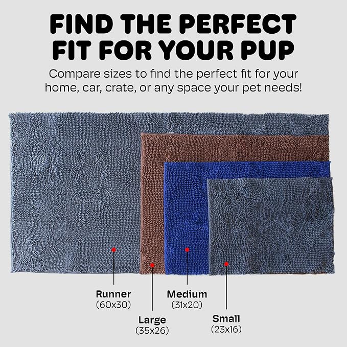 Dog Gone Smart Dirty Dog Doormat - Super Absorbent Polyamide Rug Pulls in Moisture & Dirt - Fast Drying for Clean Floors, Non-Slip, Machine Washable Mat for Muddy Paws - Misty Grey, 23 x 16 Inches