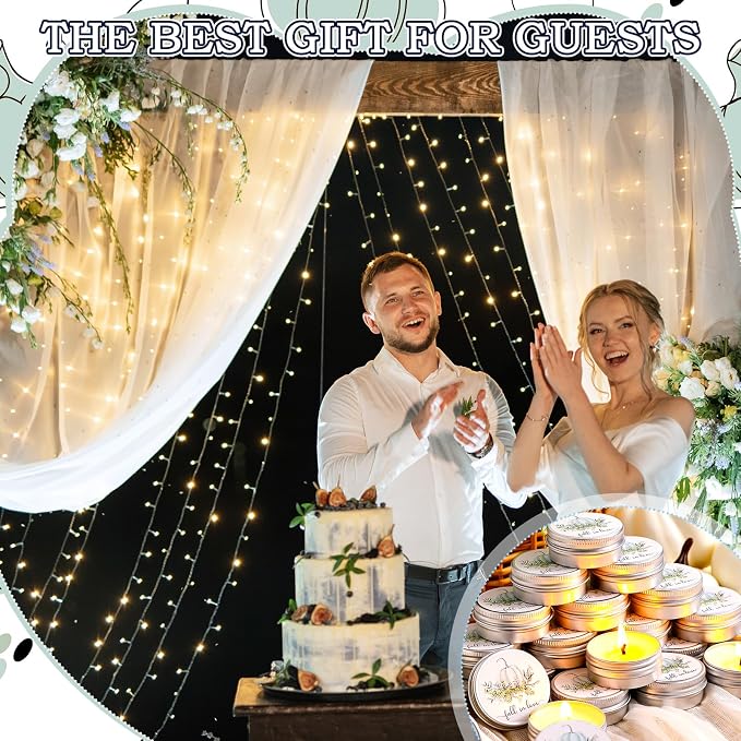MTLEE 50 Pcs Fall in Love Wedding Candles Gift Favors for Guests 1 oz Blue Pumpkin Lavender Scented Soy Wax Aromatherapy Candle Favors for Fall Bridal Shower Rustic Wedding Party Guests