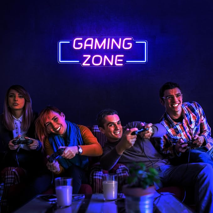 Kavaas Game Zone Neon Signs for Gaming Room Decor - LED Light Neon Sign for Teens Bedroom Decorations - Best Gamer Gifts for Boys, Kids