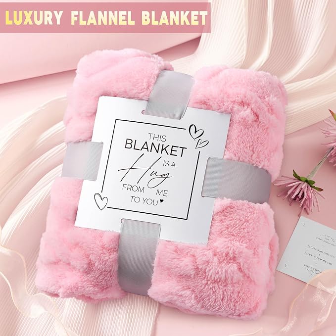 Christmas Birthday Get Well Self Care Gifts Basket for Women Unique | Luxury Rose Relaxing Spa Thinking of You Sympathy Gift Set w/ Blanket for Mom Friend Sister Her Wife Daughter Girlfriend
