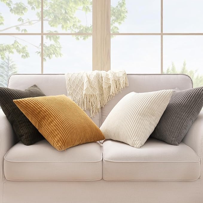Topfinel Decorative Brown Throw Pillow Covers Cushion Cases, Set of 4 Soft Velvet Modern Double-Sided Designs, Rustic Fall Home Decor, Pillow Inserts Not Included 18x18 inch