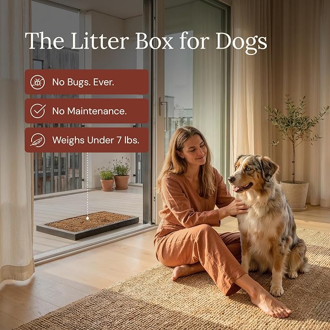 Bark Potty Disposable Dog Litter Box - Natural Bark Dog Potty Tray 24x16 | No-maintenance indoor dog potty for apartments & busy pet parents. Leak-resistant, reduces odors, replaces up to 60 pee pads
