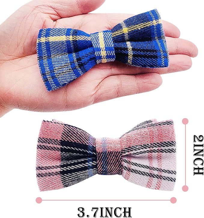 PET SHOW 8 Pack Dog Bowties Plaid for Small Dogs Slide on Collar