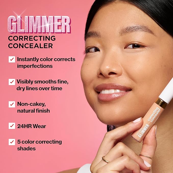 Revlon Glimmer Correcting Concealer, Liquid Under Eye Makeup, Made with Caffeine, Vitamin C, & Stevioside, 115 Yellow, 0.3 fl oz