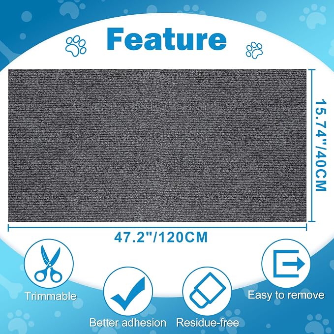 ENONCI 47.2x15.8 Cat Scratcher Mat, Self-Adhesive Wall Corner Cat Scratcher Pad