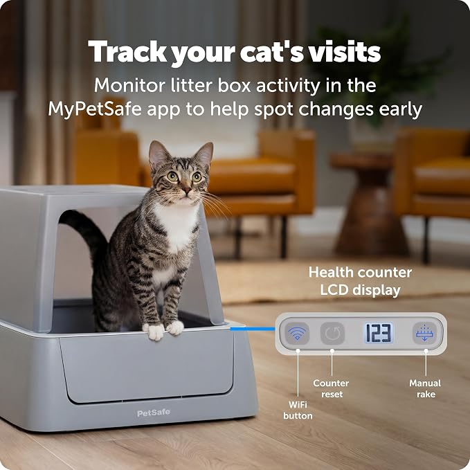 PetSafe ScoopFree Crystal Smart Self-Cleaning Litter Box, Front-Entry | 2.4 GHz WiFi & App Enabled, Hands-Free Automatic Cleaning, Superior Odor Control, Includes 1 Disposable Crystal Litter Tray