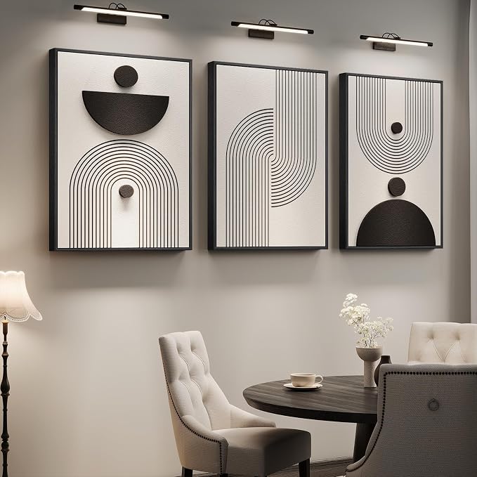 Large 3D Textured Framed Black and White Abstract Wall Art for Living Room, 3 Piece Modern Geometric Paintings, Minimalist Neutral Relief Pictures for Dining Bedroom Hallway Office Wall Decor, 24x36 In