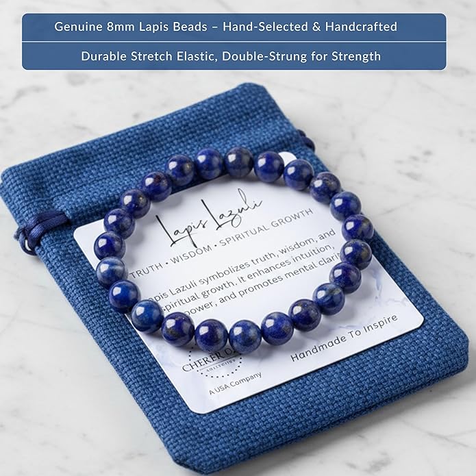 Cherry Tree Collection – Handmade Crystal Bracelets with Black Obsidian, Tiger’s Eye and 6 Other Gemstones for Men & Women – 8mm Beaded Bracelet for Healing, Protection & Positive Energy–Sizes S/M/L