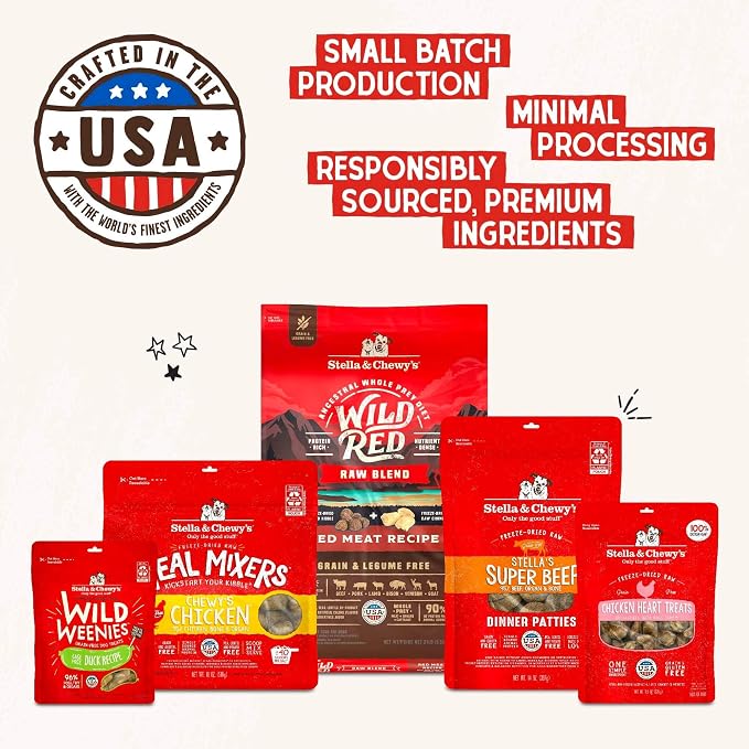 Stella & Chewy's Freeze-Dried Raw Beef Heart Dog Treats - Single Ingredient, No Additives - Premium Training Treats - Perfect for Picky Eaters - 3oz Bag