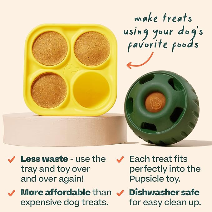 WOOF Pupsicle Treat Tray Mold, Large 25-75lbs, Silicone Molds for Dog Treats, Dishwasher Safe, Reusable Treat Tray, Freeze Refill Treats For The Pupsicle Toy | For medium/large dogs, silicone treat mold, reusable design, dishwasher safe, DIY frozen treats