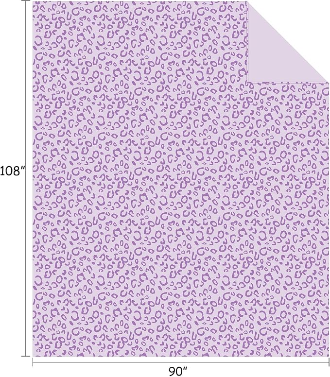 Flannel Fleece Throw Microfiber Blanket with 3D Cheetah Print, 90"X108", Purple