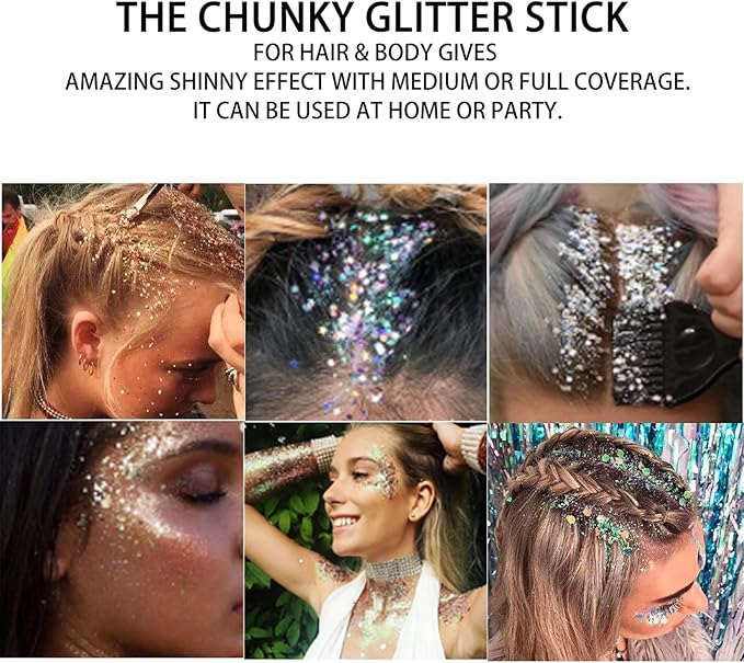 MEICOLY Pink Body Glitter Stick,Pink Face Glitter Sparkly Hair Glitter,Pink Accessories for Spirit Week,Singer Concerts Lover Heart Glitter Makeup,Mermaid Glitter Face Paint,Waterproof