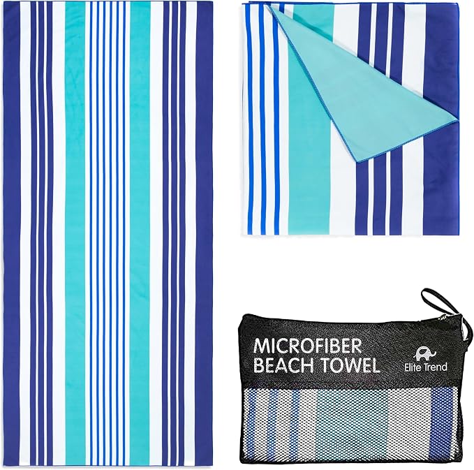 Elite Trend Quick Dry Towel Large 63x31 Inch - Microfiber Beach Towel - Perfect for Beach, Travel, Swimming, Pool, Yoga, Hiking, Camping - Lightweight, Fast Drying, Compact for Adults (Ocean)