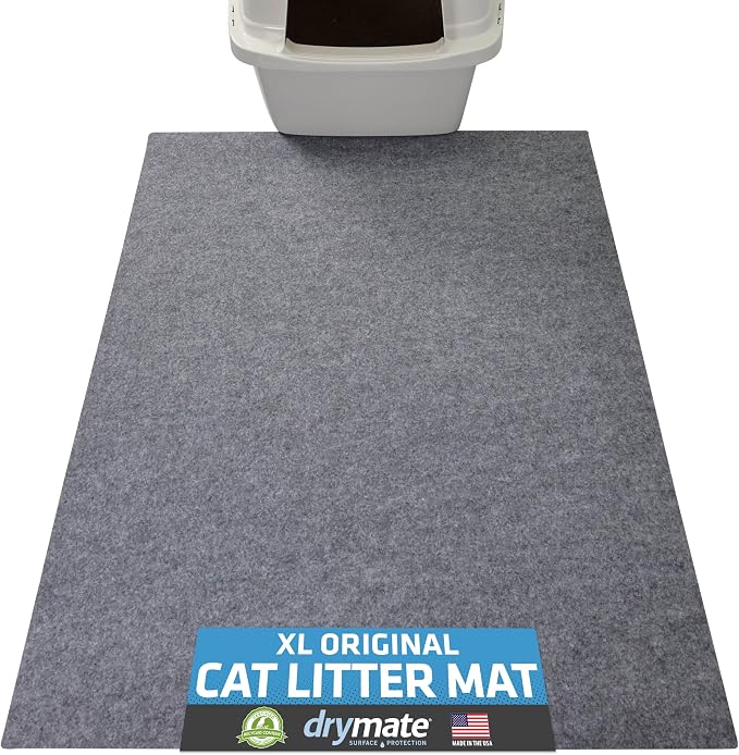 Drymate Cat Litter Box Mat, Litter Trapping Mat, Light Grey, 29x36 XL | Waterproof, Urine-Proof, Absorbent, Machine Washable, Soft on Paws, Contains Mess, Protects Floors, Kitten Supplies, USA Made