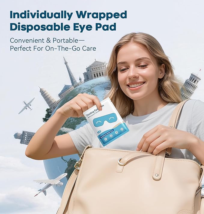 20 Packs Hydrogel Eye Mask Disposable Cold Therapy Sleep Mask Soothing Headache Relief Dry Eye, Stress Relief Relief Eye Fatigue, Cooling Eye Masks for Puffy Eyes Travel Essentials