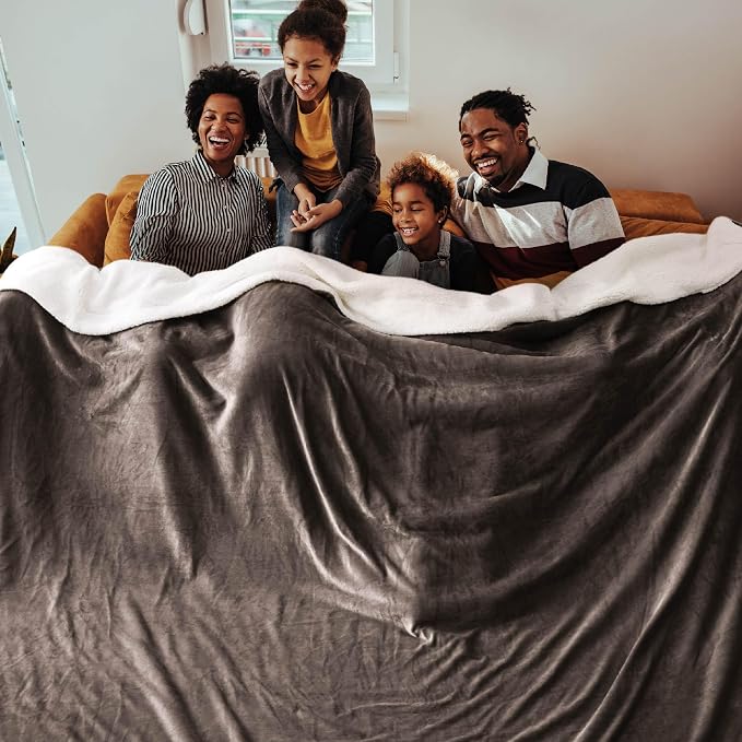 Bedsure GentleSoft Sherpa Fleece Cal King Blankets for Bed, Non-Heated, Thick and Warm Oversized Throw for Women and Men, Soft Fuzzy Plush Large Blanket for Winter, Brown, 112x98 Inches