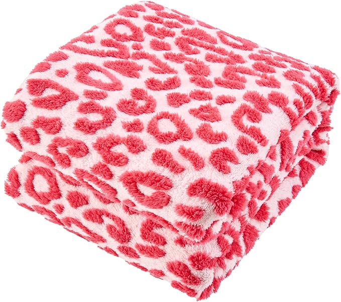Leopard Print Blanket Cheetah Print Blanket Thick Soft Blankets Room Decor- 50"x60", Hot Pink