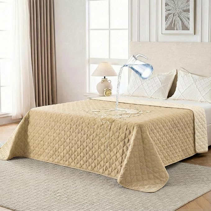 FunFurry Waterproof Dog Blanket, Couch Cover for Dogs Washable, Reversible Dog Bed Cover, Couch Furniture Protector. (Dark＆Light Beige, 82 X 102 Inch - 1 Pack)