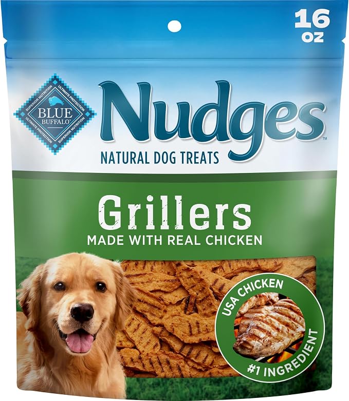 Blue Buffalo Nudges Grillers Chicken Dog Treats, 16 oz | Real Chicken First, Oven-Dried, Easy to Tear, For All Breed Sizes, No Artificial Preservatives