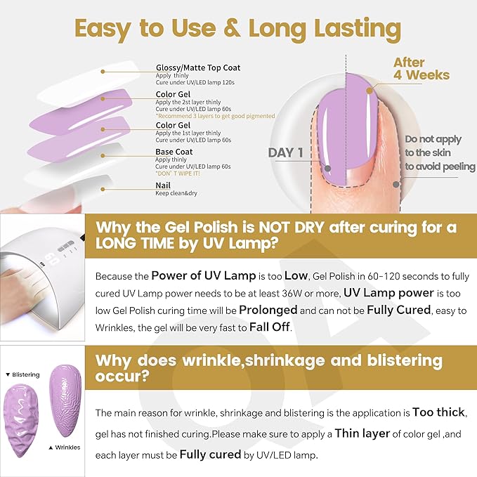 YTD Likomey Pink Purple Gel Nail Polish,15ml Salon Home DIY Manicure and Pedicure Fall Winter Soak Off UV Color Varnish,CS474
