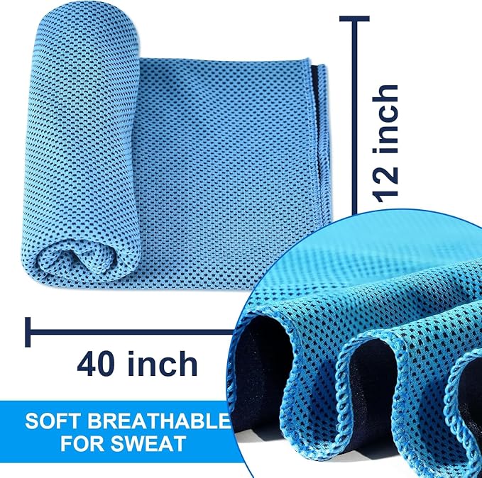 Amgico 3 Pack Cooling Towel(40"x12") for Neck and face, Ice Towel, Soft Breathable Towels, Cooling Rags for Yoga, Sport, Running, Workout, Gym, Camping, Fitness, Workout & More