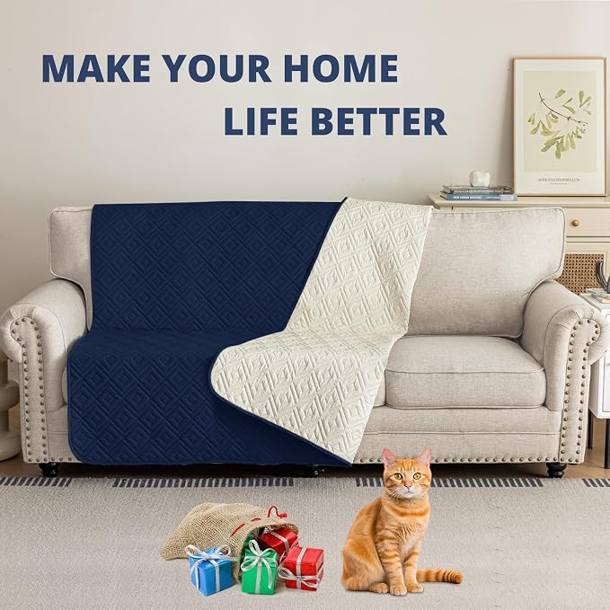 2026 Waterproof Bed Sofa Blanket (68"x82") Comfy Couch Sofa Mat for Dog Pets with Anti-Slip Back, Universal Incontinence Lightweight Liner Pad for Furniture Car Picnic etc Durable Washable, Navy Blue