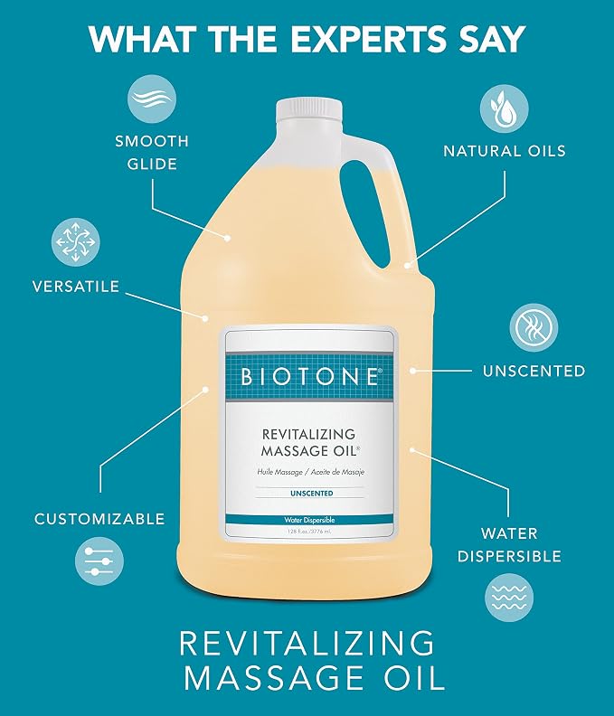 Biotone Revitalizing Massage Oil Unscented, 128 Ounces (1 Gallon)