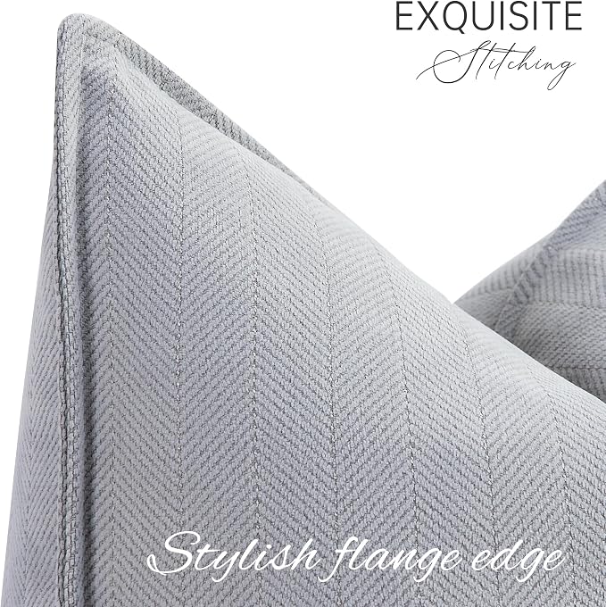 Light Gray Pillow Covers 12x20 Set of 2 Chenille Throw Pillow Covers with Elegant Design Soft and Luxurious Decorative Throw Pillows for Couch, Bed, and Home Decor