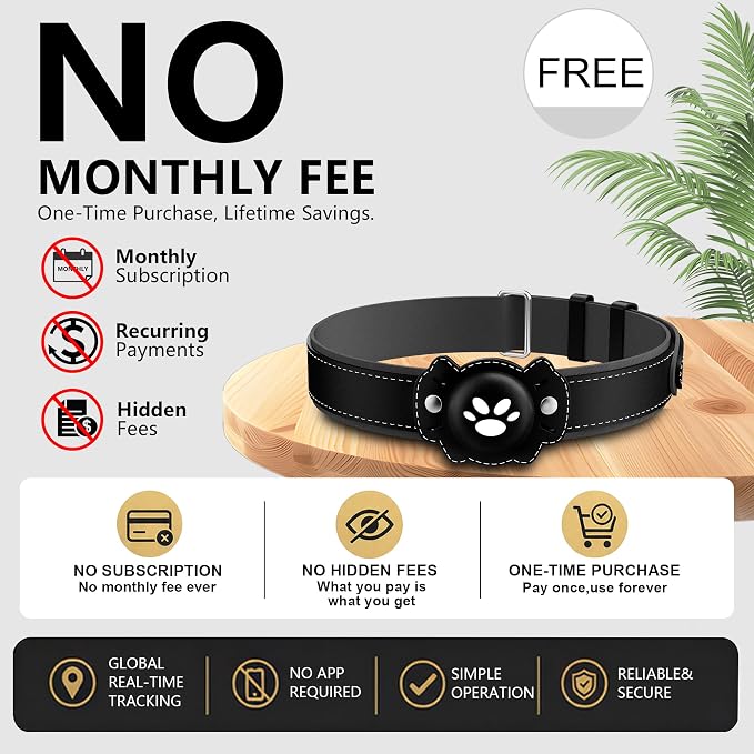 2-in-1 GPS Tracker for Cats: Smart Pet Collar with Real-Time Tracking,No Monthly Fee/Subscription (iOS & Android) Waterproof, Anti-Lost,365-Day Long Battery Life GPS Tracker Cat Collar (Black)