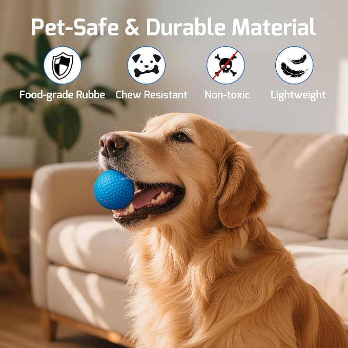 SNOYWEN Interactive Dog Balls, Smart Dog Toy for Medium & Large Dogs, Rubber Material, Automatic Moving, Rotating, Bouncing, IPX7 Waterproof, Motion-Activated Dog Stimulation Toy (Blue)