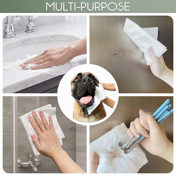 Bamboo Viscose Disposable Face Towel Biodegradable Large Dry Face Wipes 240 Count Extra Thick Soft Clean Facial Towels for Sensitive Skin, Makeup Removing, Facial Cleansing