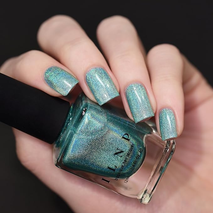 ILNP Aerial View - Aquamarine Ultra Holographic Nail Polish, Chip Resistant Manicure, Long Wear Nail Lacquer, Smooth & Glossy Finish, Non-Toxic, Vegan, Cruelty Free, 12ml