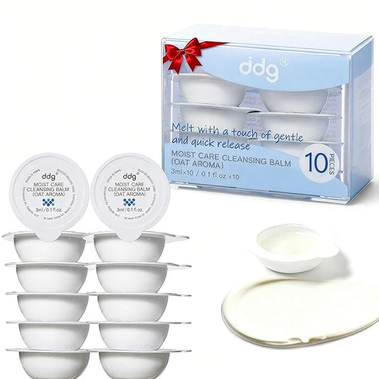 ddg Travel Size Cleansing Balm – Travel-Friendly Makeup Remover for Waterproof Makeup,Sensitive Skin,Vegan Hydrating Formula,Individually Wrapped,10 packs,Holiday Gift