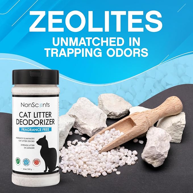 Nonscents Cat litter Deodorizer - Odor Eliminator - 16 ounce | Extends Litter Lifespan, Reduces scooping, Fragrance-free, Unscented, Odor Neutralization, Long-lasting, Non-toxic