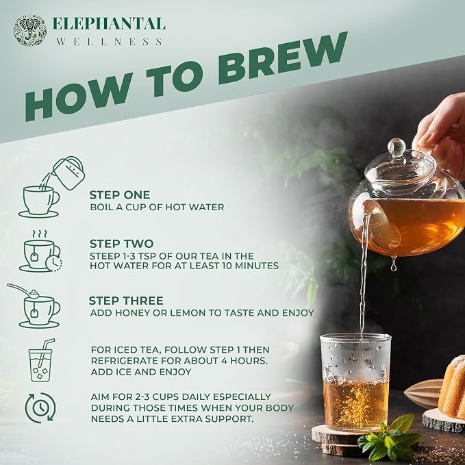 Elephantal Wellness Digestion Herbal Tea – Supports Healthy Digestion & Gut Comfort | Burdock Root, Ginger, Fennel, Peppermint, Turmeric & Chamomile | Caffeine-Free Loose Leaf Tea – 2oz, 20 Servings