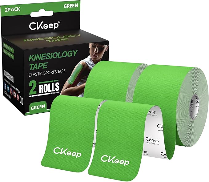CKeep Kinesiology Tape, Uncut 2 Rolls, Original Cotton Elastic Premium Athletic Tape,Latex Free Hypoallergenic, 2inch x 16ft, Green