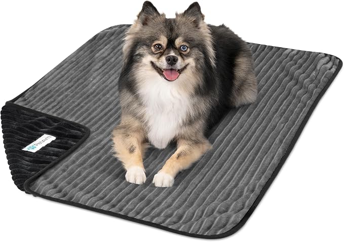 PetAmi Waterproof Dog Blanket, Leakproof Pet Blanket for Small Medium Large Cats, Soft Plush Reversible Sofa Couch Cover Protector, Washable Puppy Throw for Bed Crate, 29x40 in, Black Grey