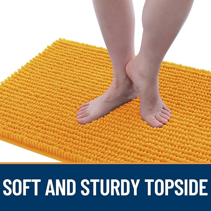 OLANLY Dog Door Mat for Muddy Paws 24x16, Extra Absorbent Chenille Mud Mat | Golden Yellow, Absorbs Moisture and Dirt, Non-Slip Machine Washable Doormat, Quick-Drying Indoor Entryway Floor Mat for Dogs