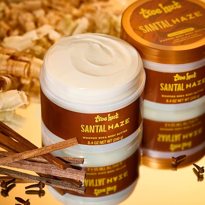 Tree Hut Santal Haze Whipped Shea Body Butter, Hydrating & Nourishing Body Lotion with Natural Oils, Moisturizer for Soft & Smooth Skin, 8.4 Oz