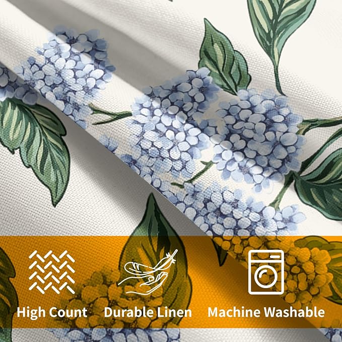 Square Blue Hydrangea Flower Pillow Covers 20x20 Inch Set of 2 Spring Blue Floral Cornflower Throw Pillow Cases Outdoor Linen Square Cushion Cover Farmhouse Decor for Bedroom Home Sofa Couch Bed