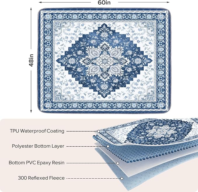 2PACK Washable Pee Pads for Dogs 60"x48" Reusable Dog Pads Extra Large Upgrade Non-Slip Dog Pee Pads Heavy Absorbency Puppy Pee Pads Quick Dry Whelping Pads/Waterproof Puppy Training Pad