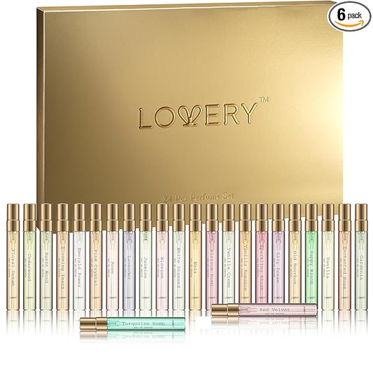 LOVERY 24-Piece Beauty Perfume Sets Gifts Set, Unique Gifts for Women - Mothers Day Gifts for Mom, Wife, Teen Girls, Floral Fragrance Sampler, Travel-Size Perfumes