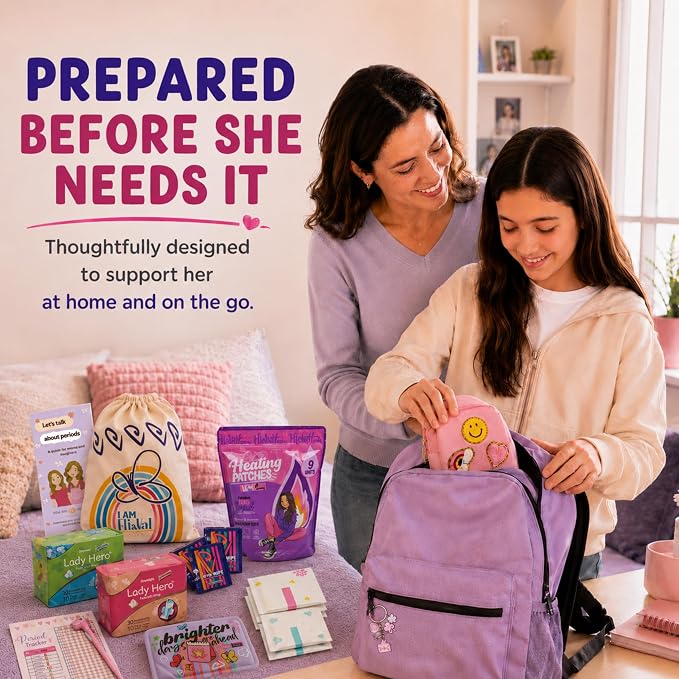 Period Kit for Tweens - First Period Kit for Girls 9-12 10-14 for School- Comfort Fit Feminine Pads Designed for Tween Teens Needs- Period Bags for Teen (Pink)