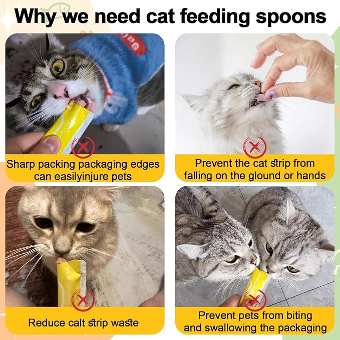 Cat Treat Spoon Squeeze, Sliding Kitten Strip Feeder Suitable for Puree and Delectables Bisque Lickable Wet Cat Treats, 2Pcs Pet Food Dispenser for Puppies Small Pets