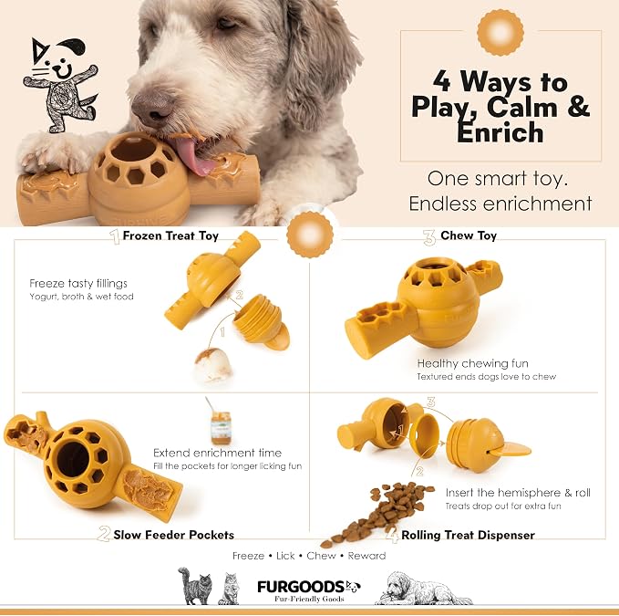 FURHIVE Frozen Dog Treat Toy for Aggressive Chewers, Nylon Chew with Tray