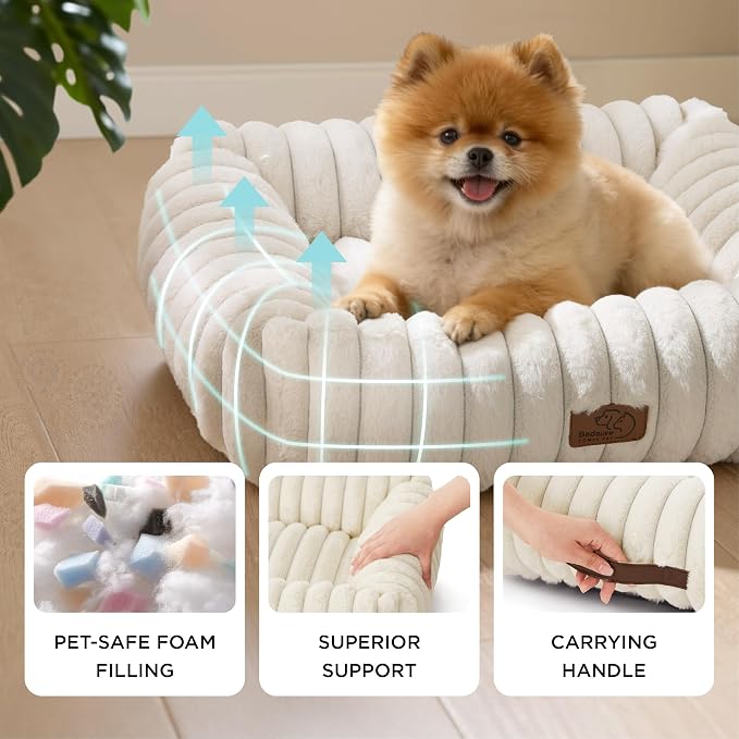 Bedsure ComfyFleece™ Cute Dog Beds Large Sized Dog Washable，40in Cream | Furry Big Rectangle XL Pet Beds, Aesthetic,Orthopedic Corduroy Fleece,Removable Zipper Cover,Non-Slip Bottom,Up To 75 Lbs