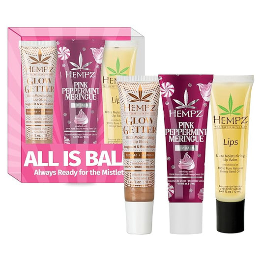 Hempz All is Balm Kit, 3 Pack, Lip Balm, Nourishing Lip Care, Limited Edition Gloss, .44 oz