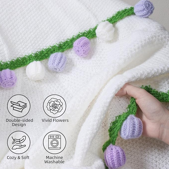 Ivydale Crochet Flower Bouquet Throw Blanket