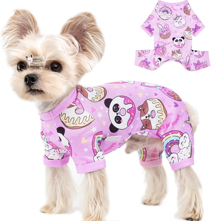 Dog Pajamas Summer Dog Clothes for Small Medium Dogs Boy Girl Doggy Pjs Cute Doggie Onesie Breathable Puppy Clothes Soft Stretchy Cat Pet Outfit (Purple, XX-Large)