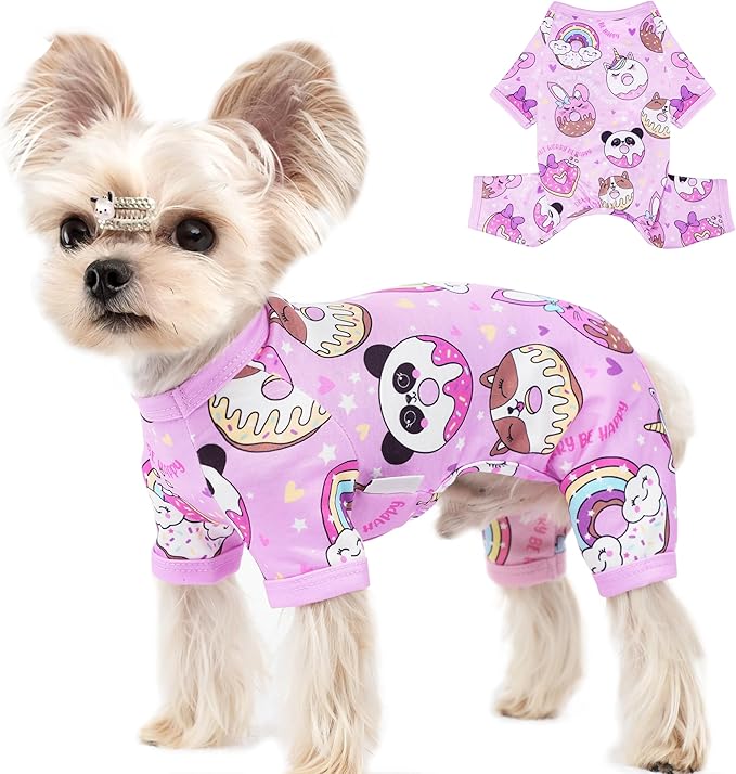 Dog Pajamas Summer Dog Clothes for Small Medium Dogs Boy Girl Doggy Pjs Cute Doggie Onesie Breathable Puppy Clothes Soft Stretchy Cat Pet Outfit (Purple, X-Large)